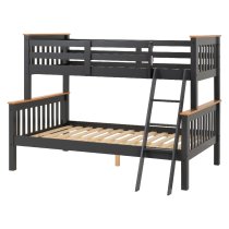 Nevada Wooden Triple Sleeper Bunk Bed In Dark Grey And Oak