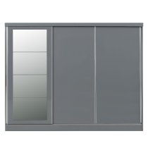 Mack Wooden Sliding Wardrobe With 3 Doors In Grey Gloss Front