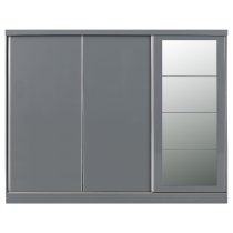 Mack Wooden Sliding Wardrobe With 3 Doors In Grey Gloss Front