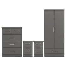 Mack Wooden Furniture Set With 2 Doors Wardrobe In Grey