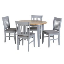 Olney Wooden Extending Dining Table With 4 Grey Chairs