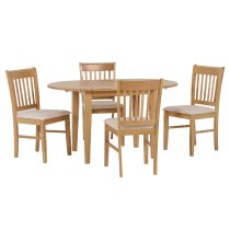 Olney Wooden Extending Dining Table With 4 Oak Chairs