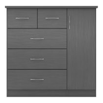 Mack Wooden Sideboard With 1 Door 5 Drawers In Grey