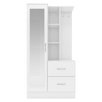 Mack Wooden Wardrobe With 1 Door And Gloss Front In White