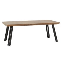 Qinson Wooden Coffee Table With Black Legs In Medium Oak