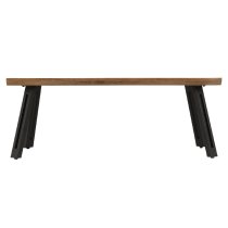 Qinson Wooden Coffee Table With Black Legs In Medium Oak