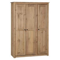 Pavia Wooden Wardrobe With 3 Doors In Natural Wax