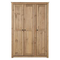 Pavia Wooden Wardrobe With 3 Doors In Natural Wax