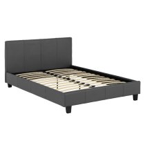 Prenon Faux Leather King Size Bed In Grey