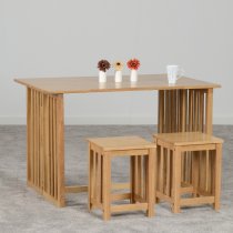 Radstock Foldaway Wooden Dining Table With 2 Oak Stools