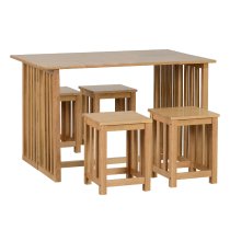 Radstock Foldaway Wooden Dining Table With 4 Oak Stools