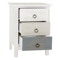 Verox Wooden Bedside Cabinet With 3 Drawers In White And Grey