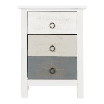 Verox Wooden Bedside Cabinet With 3 Drawers In White And Grey