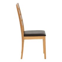 Ladson Oak Wooden Dining Chairs With Faux Leather Seat In Pair