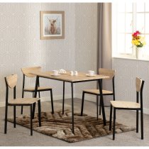 Rexford Wooden Dining Table With 4 Chairs In Light Oak And Black