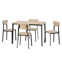 Rexford Wooden Dining Table With 4 Chairs In Light Oak And Black