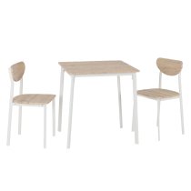 Rexford Wooden Dining Table With 2 Chairs In Light Oak And White