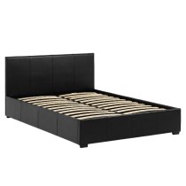 Wick Faux Leather Storage Ottoman Double Bed In Black