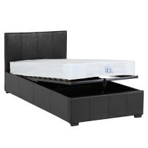 Wick Faux Leather Storage Ottoman Single Bed In Black