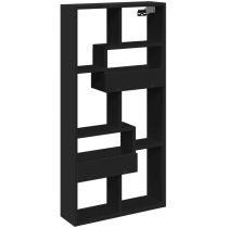 Kinston Wooden Wall Shelf With 8 Shelves In Black