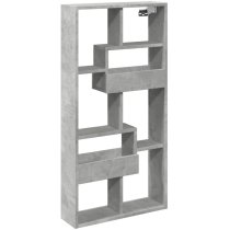 Kinston Wooden Wall Shelf With 8 Shelves In Concrete Grey