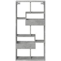 Kinston Wooden Wall Shelf With 8 Shelves In Concrete Grey