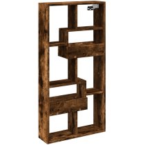 Kinston Wooden Wall Shelf With 8 Shelves In Old Wood