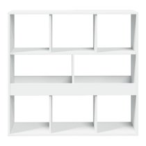 Ames Wooden Bookcase With 8 Compartment In White