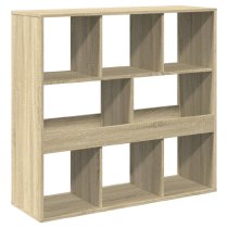 Ames Wooden Bookcase With 8 Compartment In Sonoma Oak