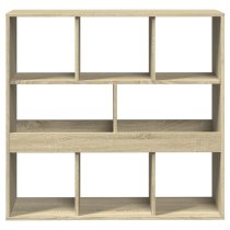 Ames Wooden Bookcase With 8 Compartment In Sonoma Oak