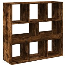 Ames Wooden Bookcase With 8 Compartment In Smoked Oak