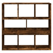 Ames Wooden Bookcase With 8 Compartment In Smoked Oak