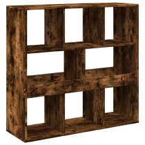 Ames Wooden Bookcase With 8 Compartment In Smoked Oak