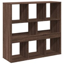 Ames Wooden Bookcase With 8 Compartment In Dark Brown Oak