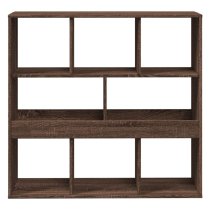 Ames Wooden Bookcase With 8 Compartment In Dark Brown Oak