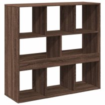 Ames Wooden Bookcase With 8 Compartment In Dark Brown Oak