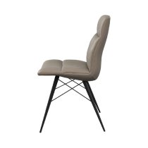 Andover Taupe Leather Dining Chairs With Black Legs In Pair