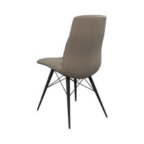 Andover Taupe Leather Dining Chairs With Black Legs In Pair