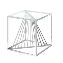 Accrington Clear Glass Side Table With Steel Frame