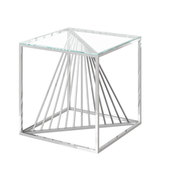 Accrington Clear Glass Side Table With Steel Frame