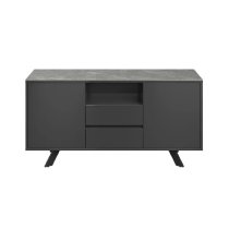 Azido Wooden Sideboard With 2 Doors In Matte Grey Ceramic Top