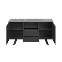 Azido Wooden Sideboard With 2 Doors In Matte Grey Ceramic Top