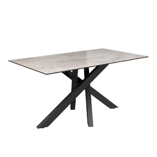 Barrie Ceramic Rectangular Dining Table In Light Grey