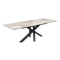 Barrie Large Ceramic Glass Extending Dining Table In Light Grey