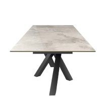 Barrie Large Ceramic Glass Extending Dining Table In Light Grey