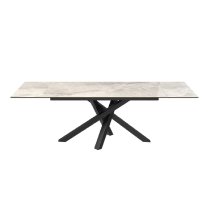 Barrie Large Ceramic Glass Extending Dining Table In Light Grey