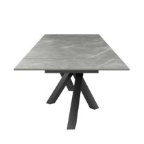 Barrie Large Ceramic Glass Extending Dining Table In Matte Grey