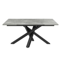 Barrie Large Ceramic Glass Extending Dining Table In Matte Grey