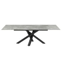 Barrie Large Ceramic Glass Extending Dining Table In Matte Grey