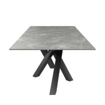 Barrie Small Ceramic Glass Extending Dining Table In Matte Grey